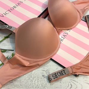 victorias secret shine strap pink satin push up
